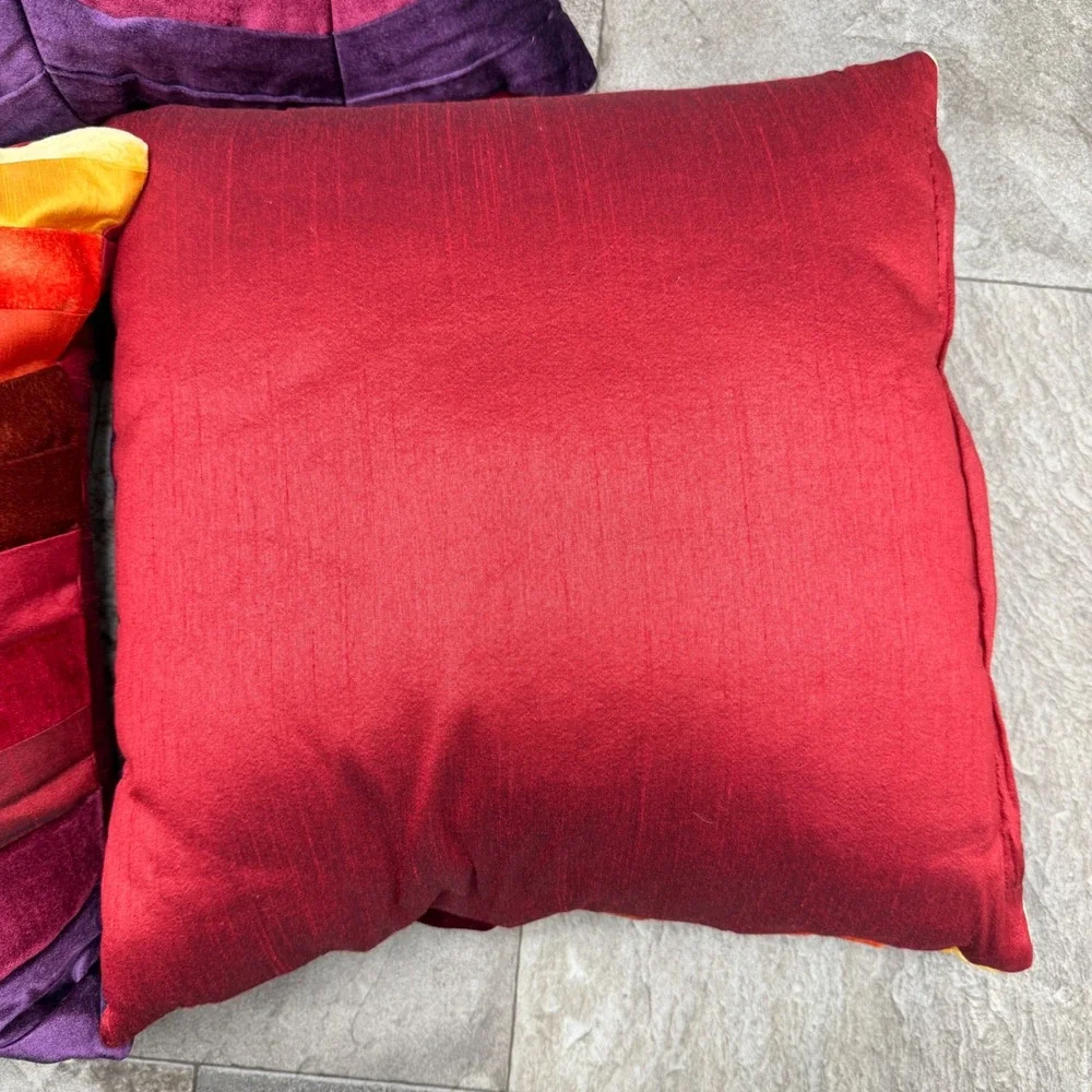 3 Pier 1 One decorative accent rainbow pillows 18‎ x 18 velvet velour